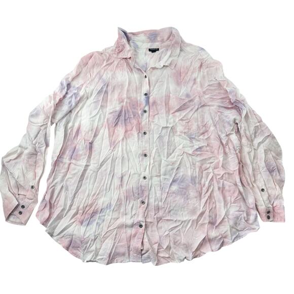 Torrid Lizzie Rayon Twill Button-Up Long Sleeve Shirt Womens size 4x Tie Dye - Picture 3 of 10